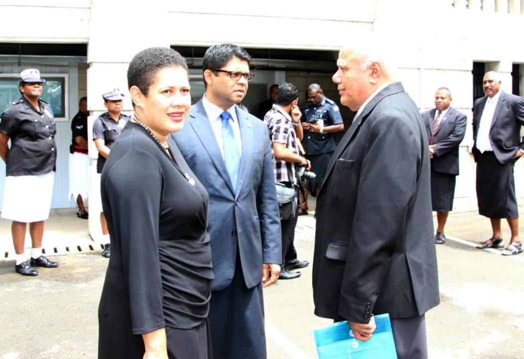 Viliame Gavoka with daughter Ela and son-in-law Aiyaz Sayed-Khaiyum.