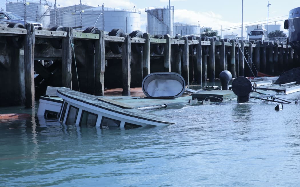 Historic Auckland Ferry The Kestrel sank at Wynyard Wharf this morning.