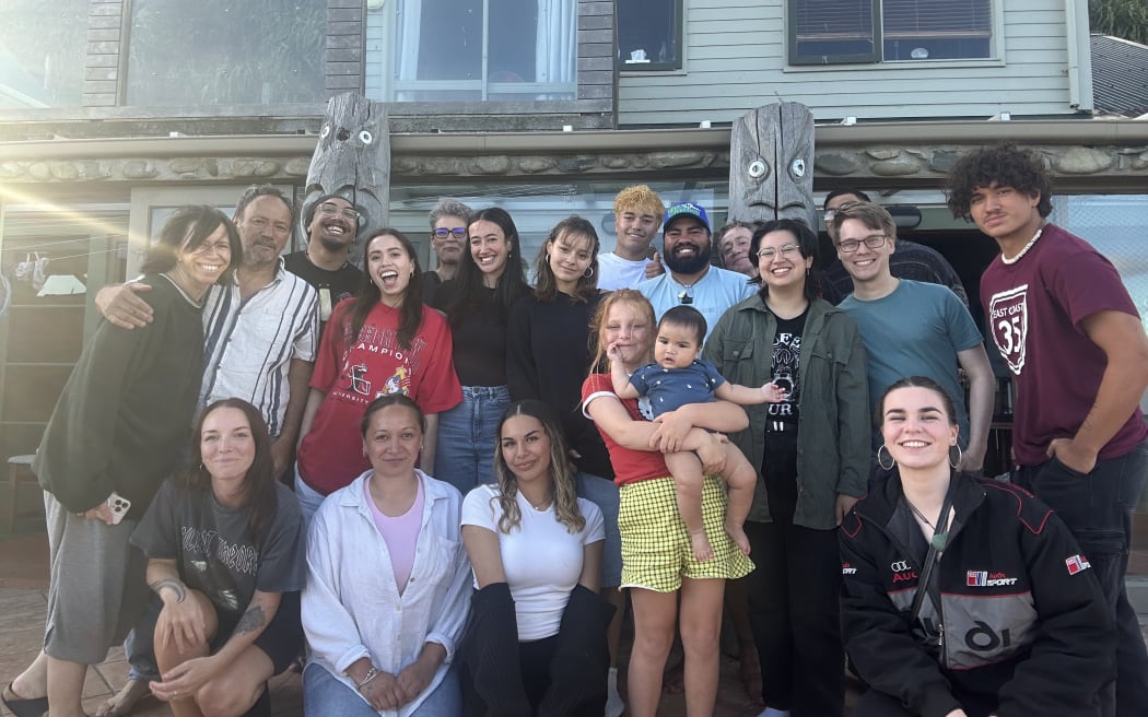 Te Rākau board and whanau, 2024 with the company's pou.