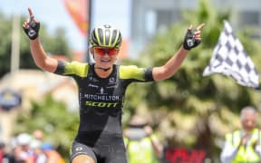 Georgia Williams winning the women's road race in January.