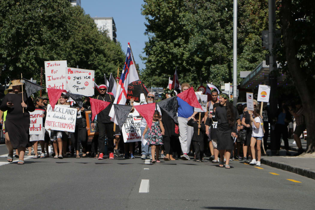 A mana whenua/Save Our Unique Landscape hikoi for Ihumatao in Auckland on 9 April 2019.