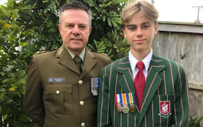 Lt Col Chris Powell and his 14-year-old son Rupert Powell
