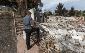 The rubble left after the home was destroyed in the Port Hills fire.