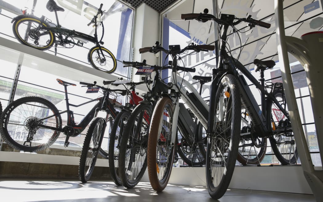 E-Bikes in a store.
