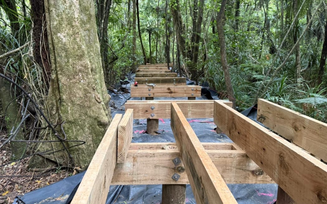 The new boardwalk under construction.