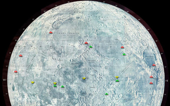 Map of the Moon landing