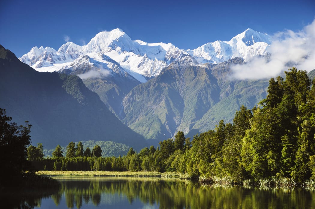 Lake Matheson, Mount Tasman and Mount Cook