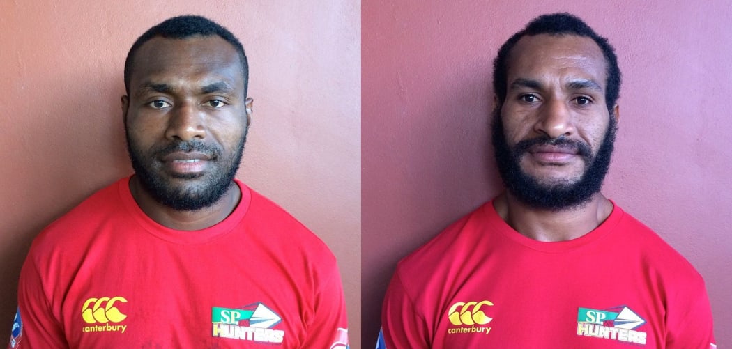 Papua New Guinea Hunters co-captains Noel Zeming and Adam Korave.