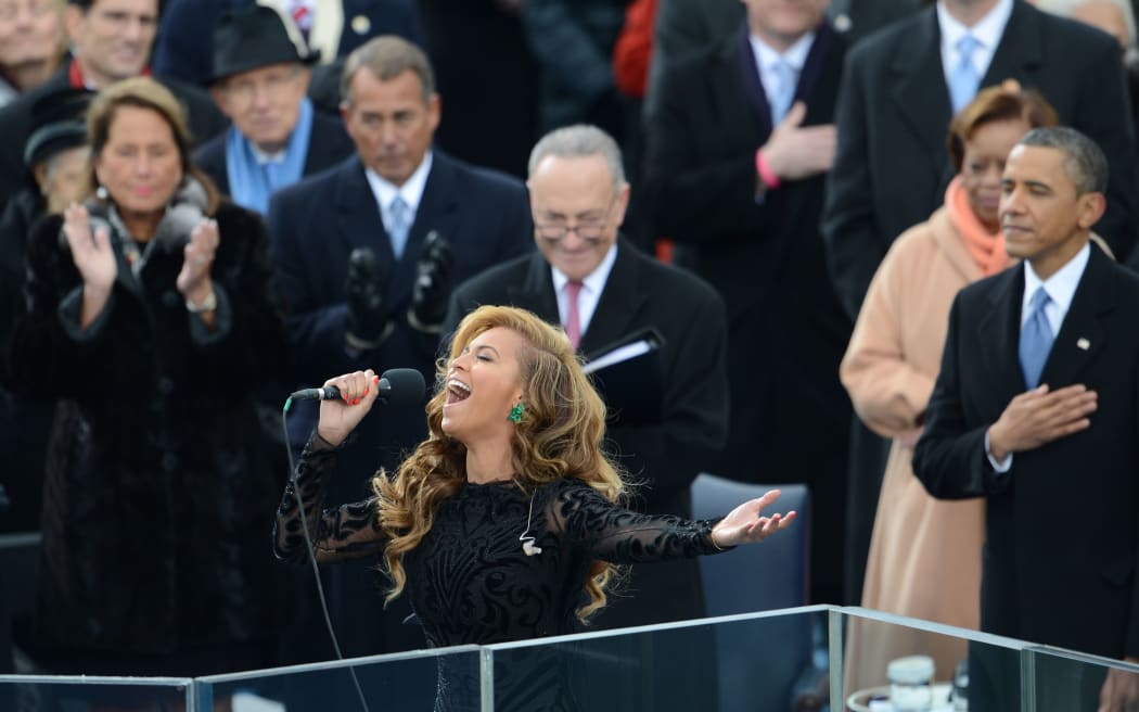 US singer Beyonce performs the National Anthem to conclude the 57th Presidential Inauguration ceremonial swearing-in of US President Barack Obama at the US Capitol in 2013.