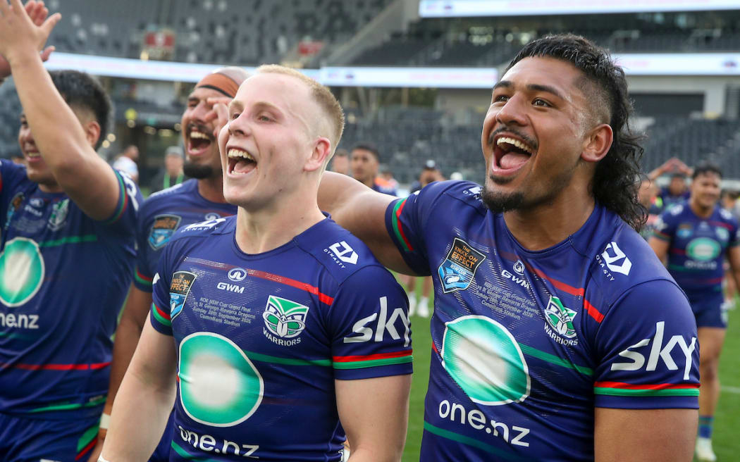 The Warriors celebrate after beating St George. NSW Cup Grand Final.