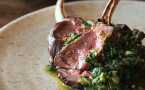 Goat rack and herb salsa, Cazador recipe for the feral goat hunt