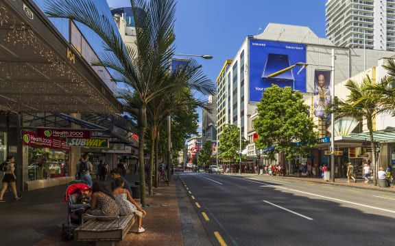 Auckland, New Zealand - January 04, 2019: People walking on Queen Street in Auckland CBD, New Zealand.