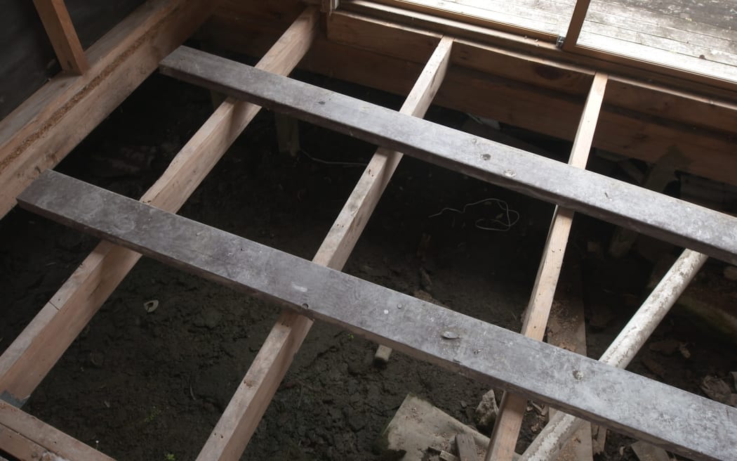 Multiple homes in the Auckland suburb of Rānui were badly damaged in the Auckland Anniversary floods in January, and many residents are still unsure what will happen next. Pictured 7 November, 2023.
