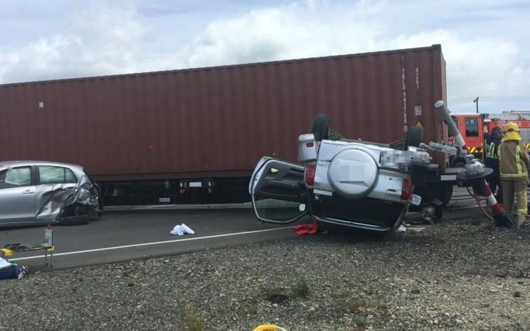 Two vehicles were involved in a crash with a train near Maheno south of Oamaru.