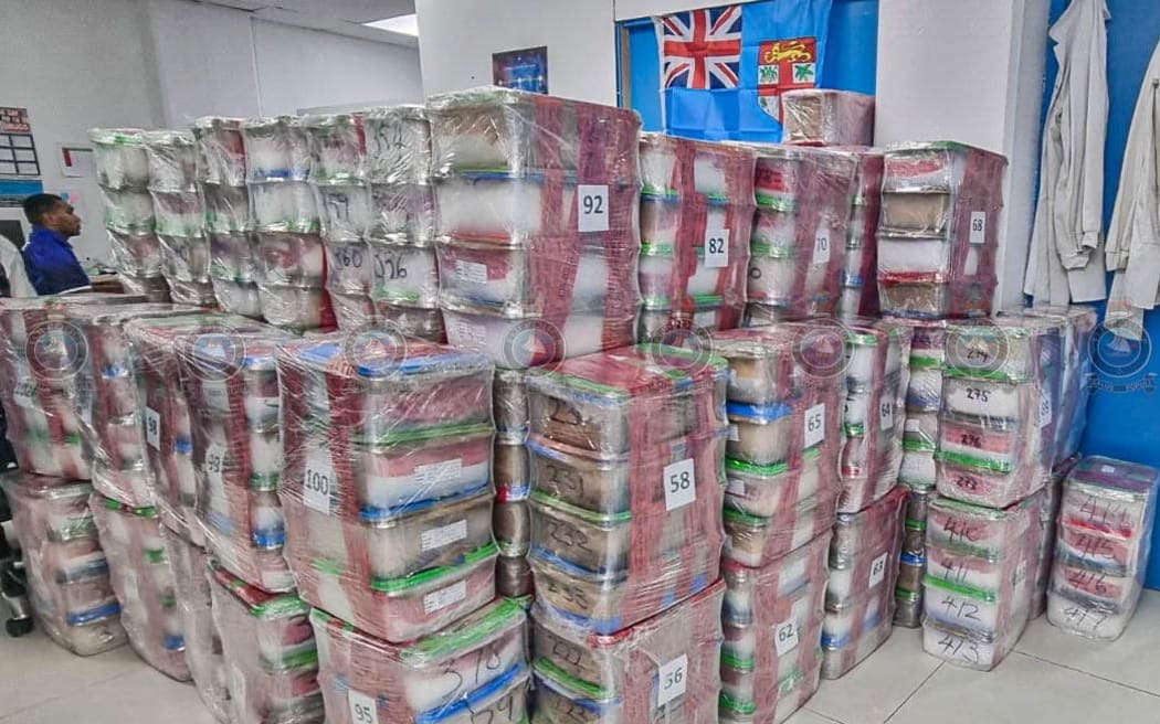 About 1.1 tonnes of methamphetamine was found concealed in containers in the Fijian town of Nadi.