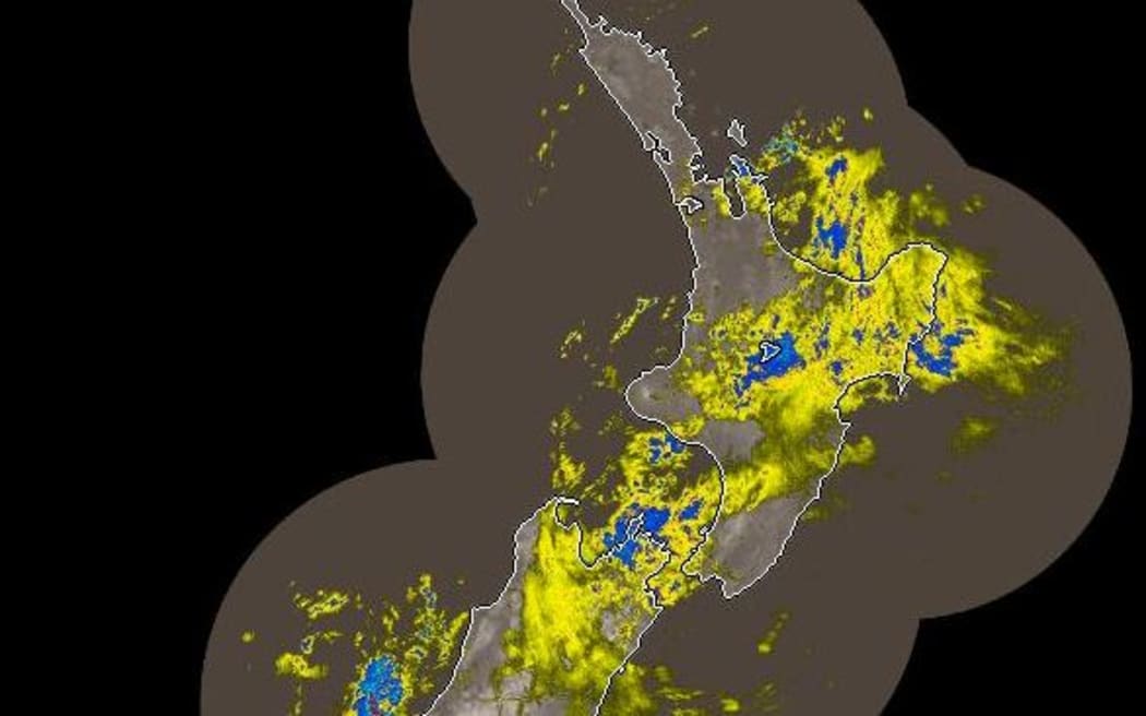 The MetService rain radar at about 6.30am today, showing the rain moving east.