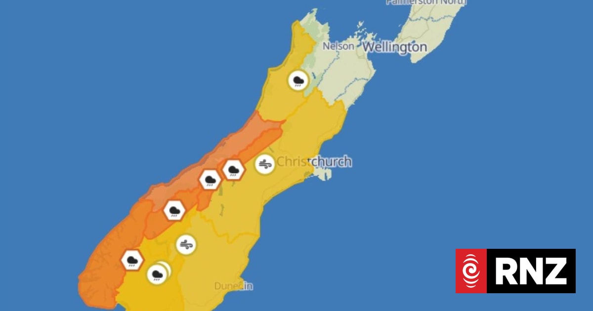 Rain warnings, high winds expected across South Island on Labour Day