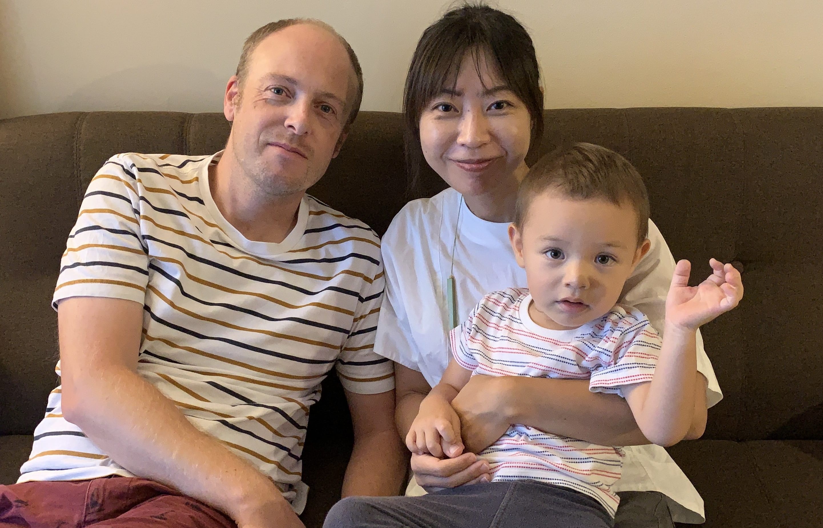 New Zealander Michael Hemmingsen with wife Mariko and son Aki.