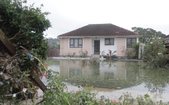Flooding at a property on O'Donnell Ave in Wesley, Auckland.
