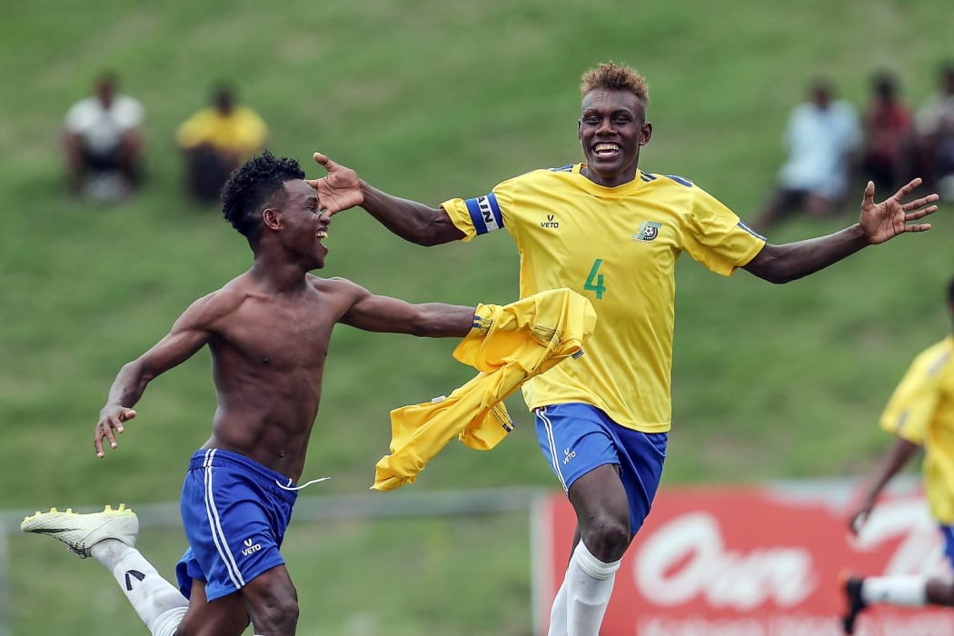 Leon Kofana (4) captained Solomon Islands at the OFC Under 16 Championship.