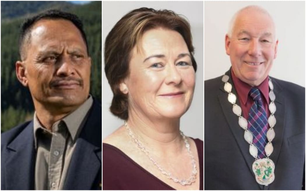 Kawerau district councillors Aaron Rangihika and Carolyn Ion, and Mayor Malcolm Campbell