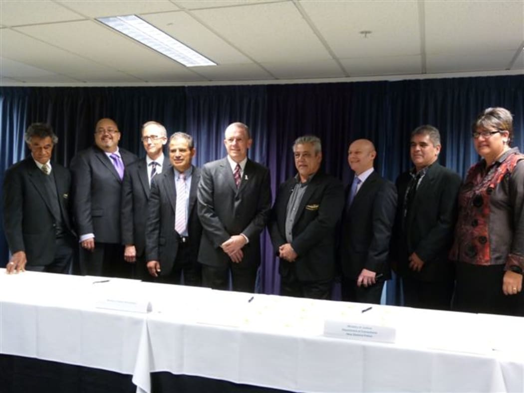 Far North iwi leaders and Government agency officials sign the Social Accord in Wellington.