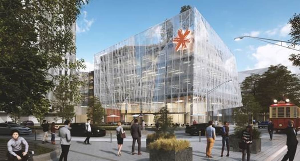 An artist's impression of the planned Spark building in Christchurch's Cathedral Square.