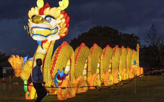 The new 30m Year of the Dragon lantern at the Manukau Sports Bowl. (2024)