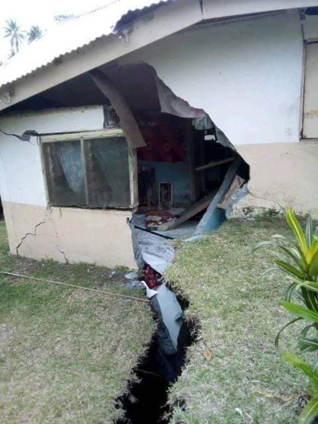 Cracks in a building on Vanuatu's Ambrym Island
