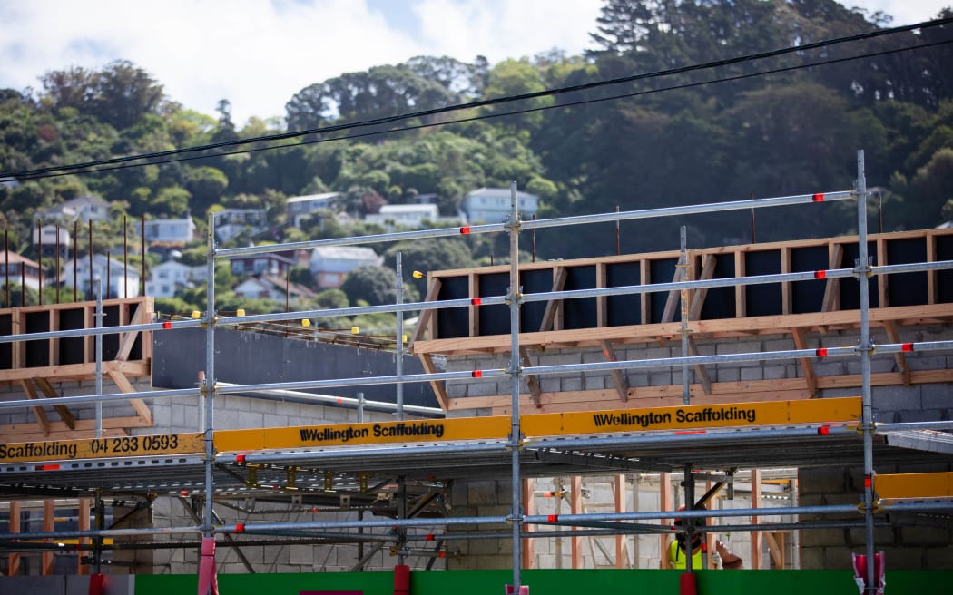 An apartment building under construction in Wellington