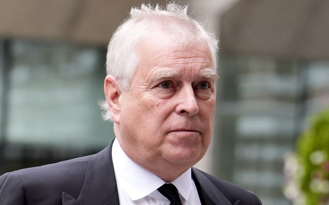 The former Prince Andrew arrives for the Requiem Mass service for the Duchess of Kent at London's Westminster Cathedral on 16 September.