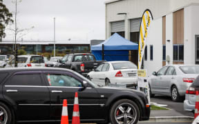 The Orchard Road testing centre after a positive case of Covid-19 was announced in Christchurch.