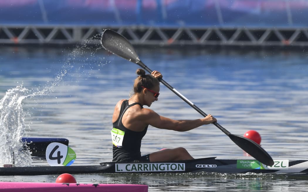 New Zealand's Lisa Carrington competes in the Women's Kayak Single (K1) 200m final at the Lagoa Stadium during the Rio 2016 Olympic Games in Rio de Janeiro on August 16, 2016.