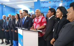 The leader of FijiFirst Frank Bainimarama announces the party's candidates for the 2018 election