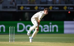 Tim Southee bowling during play on Day 1 of the first day / night cricket test match.