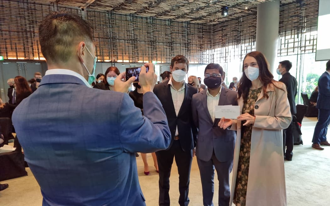Prime Minister Jacinda Ardern at a business breakfast in Singapore this morning.