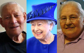 Jim Apes, the Queen, Peggy Turnbull.