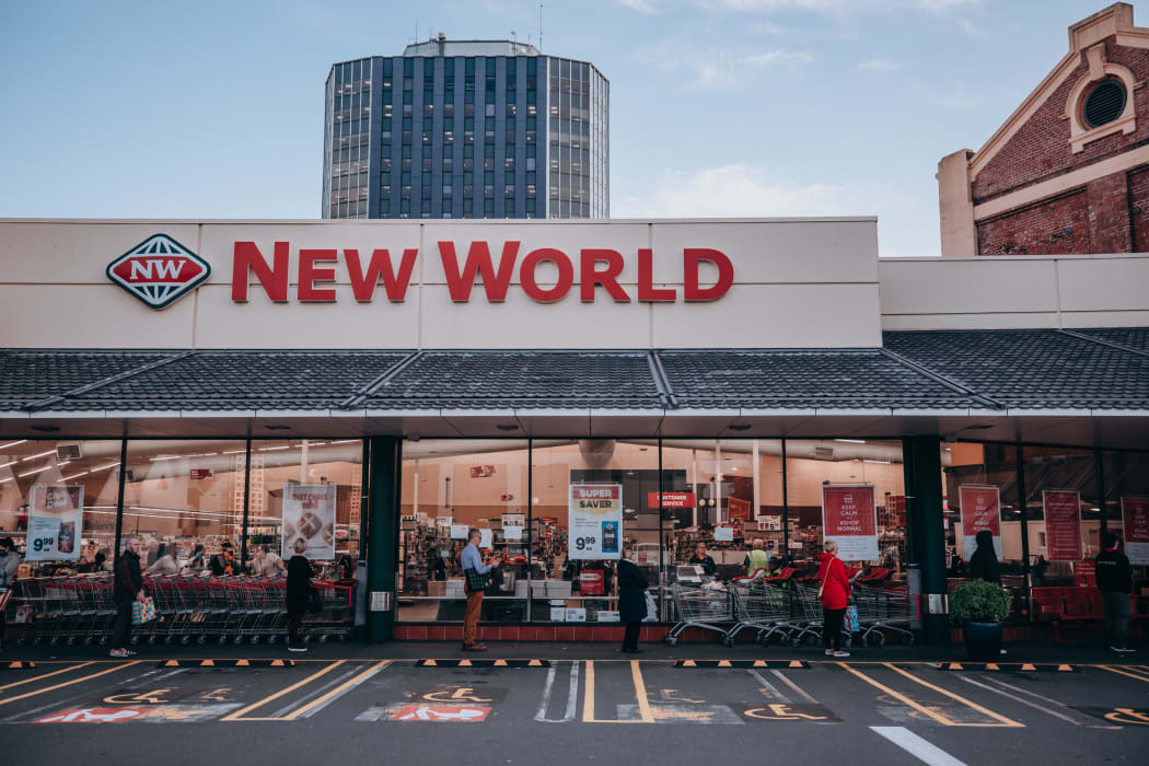 A supermarket in central Wellington on the morning of 26 March, on the first day of the nationwide Covid-19 lockdown.