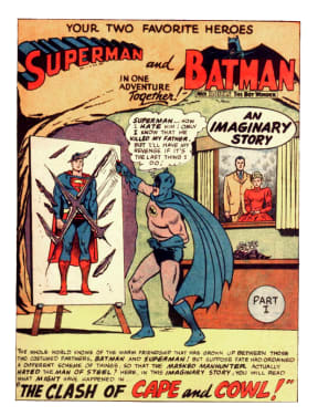 The cover of a Batman vs Supeman comic.