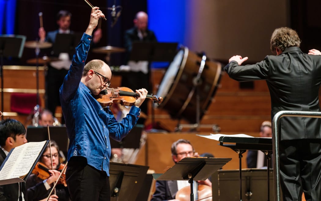 Concertmaster Andrew Beer performing with the Auckland Philharmonia Orchestra.
