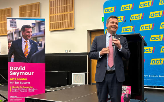 ACT leader and Deputy Prime Minister David Seymour speaks at a meeting in Blenheim.