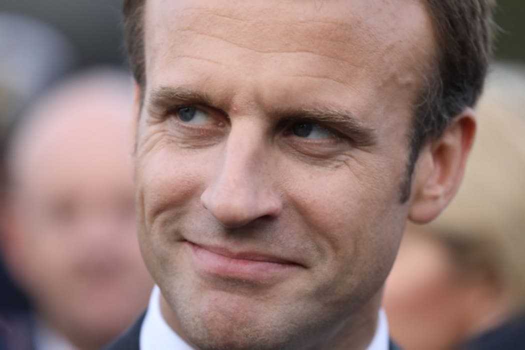 French President Emmanuel Macron visits an Australian Navy base at Garden Island in Sydney on May 2, 2018.
