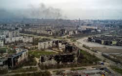 An aerial view of the city of Mariupol, taken on 12 April, 2022. Russia claimed on 16 April, 2022 that it had cleared the urban area of the city of Ukrainian fighters.