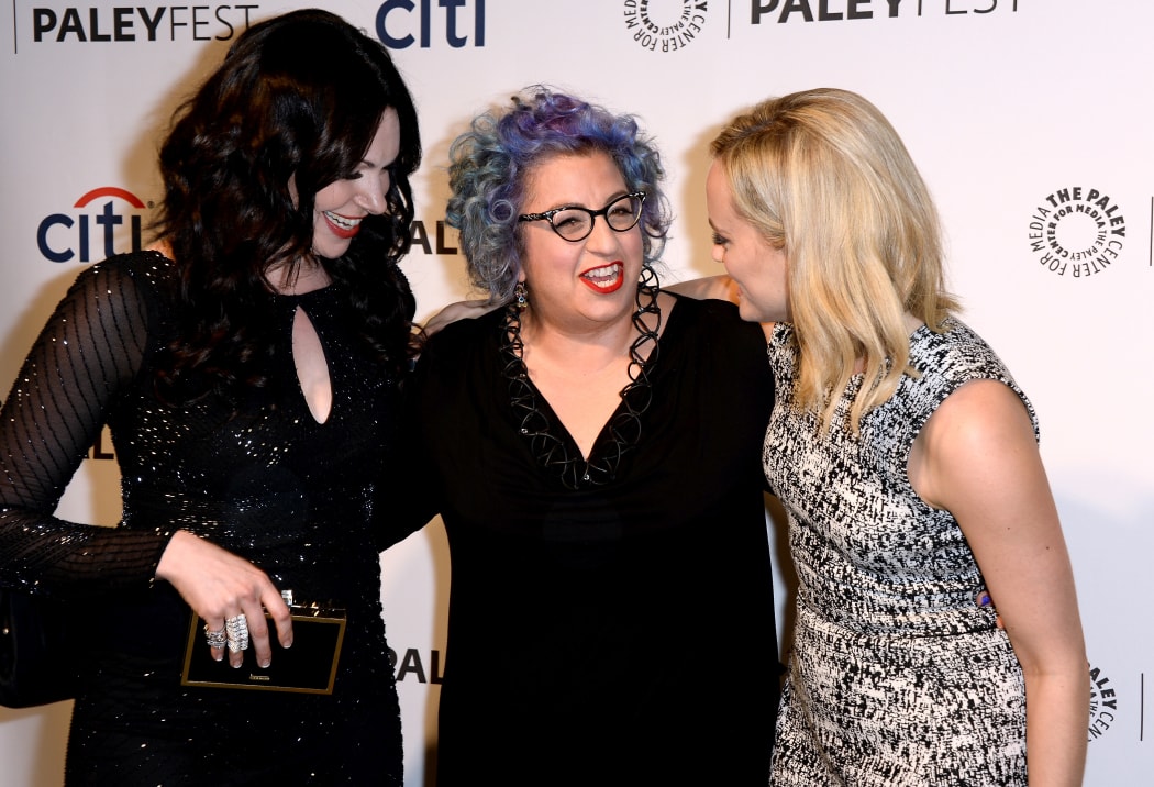 'Orange Is The New Black' creator Jenji Kohan (centre) with actresses Laura Prepon and Taylor Schilling