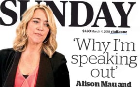 Alison Mau on the cover of the Sunday Star Times launchng the #MeTooNZ campaign.