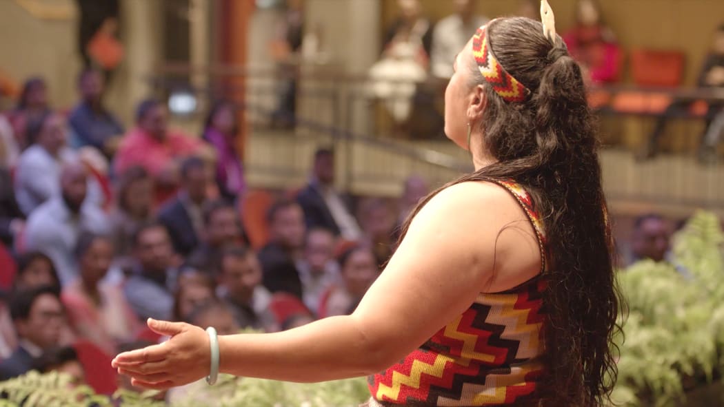A kaikaranga welcomes new Kiwis at a citizenship ceremony in Manukau.