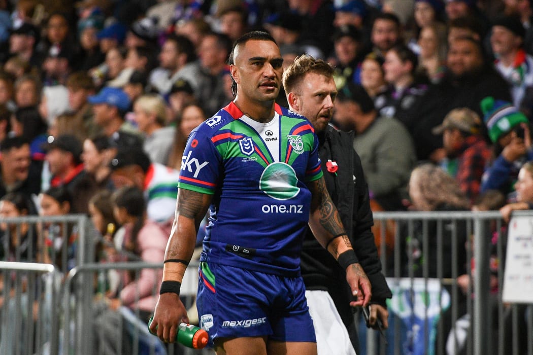 Marata Niukore of the Warriors gets sinbinned during the NRL Telstra Premiership, Warriors Vs Knights at the Apollo Projects Stadium, Christchurch, New Zealand, 25th April 2025. Copyright photo: John Davidson / www.photosport.nz