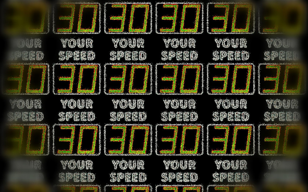 30 kmh speed sign montage.