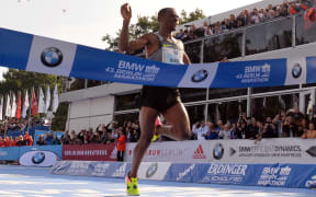 Ethiopian Kenenisa Bekele wins the race during the 43rd Berlin Marathon in Germany, September 25, 2016.
