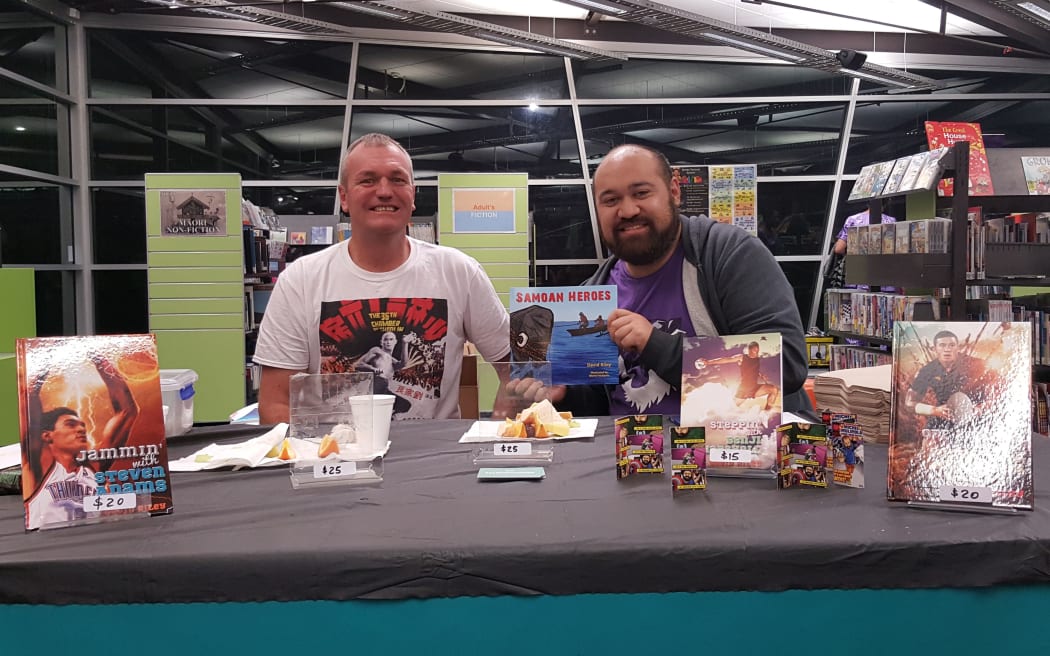 The author of 'Samoan Heroes', David Riley, and illustrator, Michel Mulipola